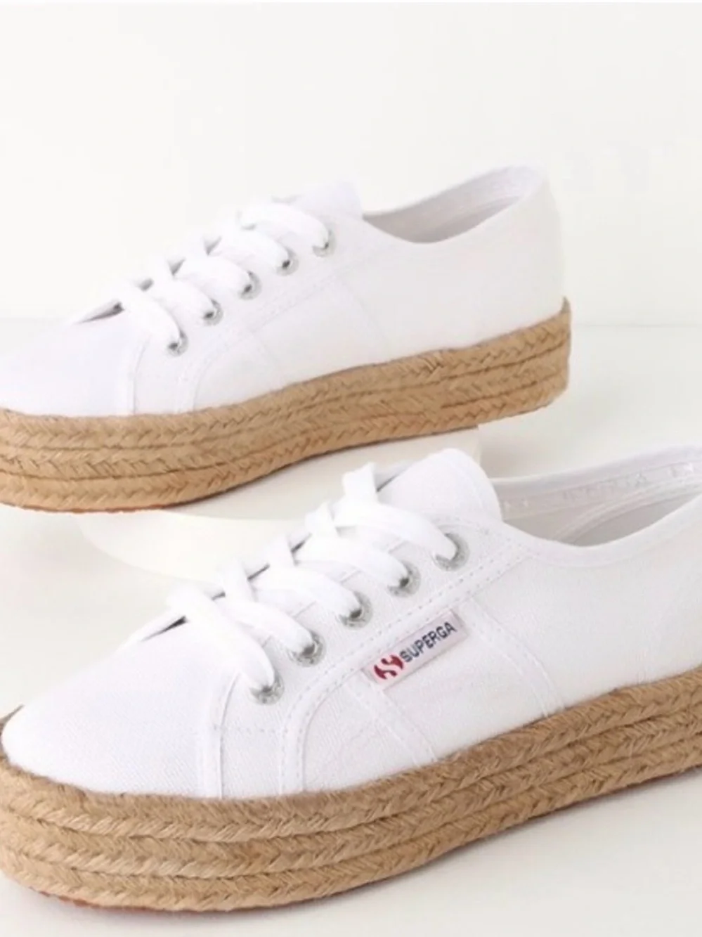 Superga Women's White Cotropew Canvas Espadrille Platform Sneaker Size 39/US 8